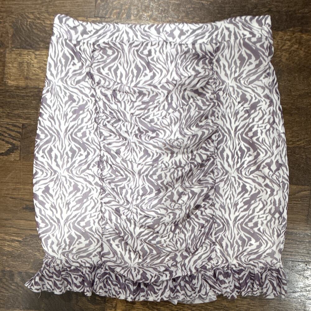 Free People Women’s Purple/White Zebra Animal Print Ruched Ruffle Mini XS